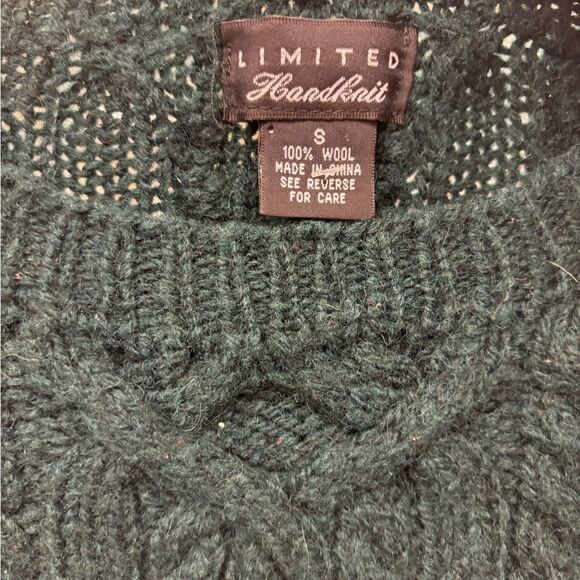 Limited Handknit Ladies Small Green 100% Wool - Picture 6 of 7